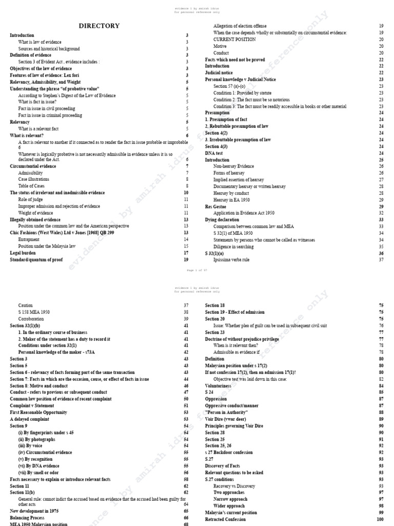 Evidence 1 Lecture Notes - Complete_3 | PDF | Hearsay | Evidence (Law)