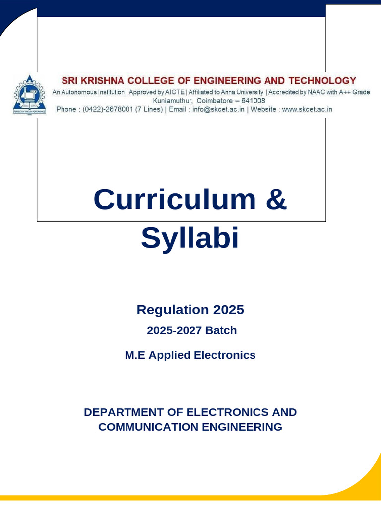 M.E Applied Electronics Curriculum 2025 | PDF | Internet Of Things ...