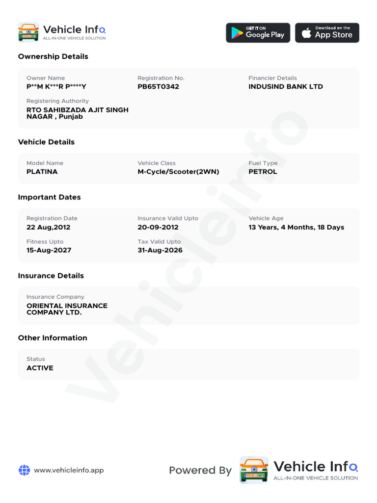 Vehicle Ownership and Details Report | PDF