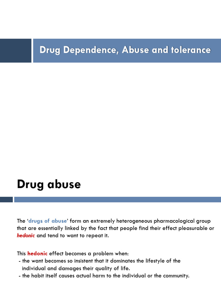 Understanding Drug Dependence and Abuse | PDF | Substance Dependence ...