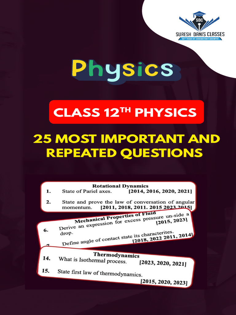 25 Most Important Physics Questions | PDF | Electromagnetic Induction ...