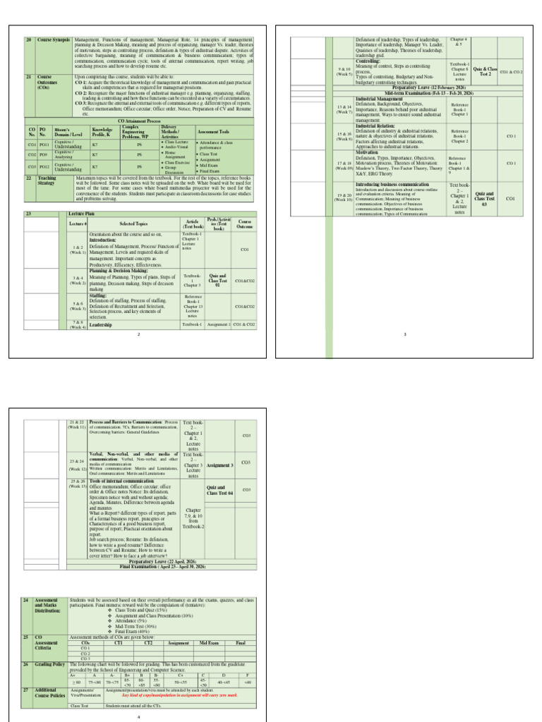 Mgt Outline | PDF | Leadership | Communication