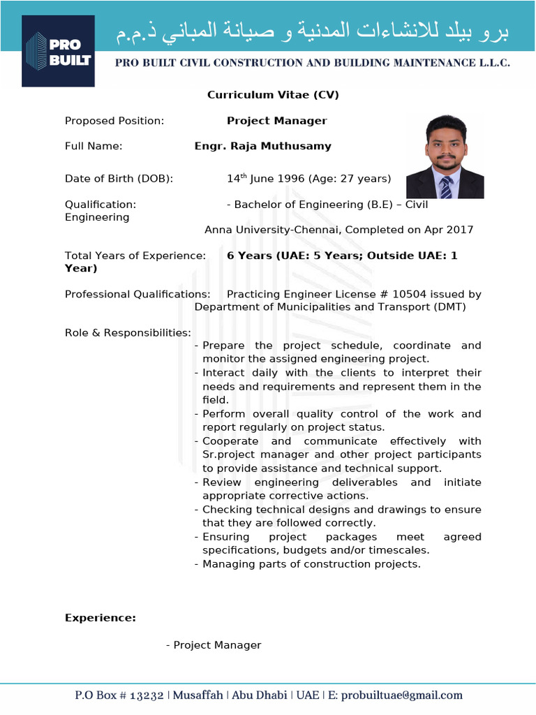 CV Resume Raja | PDF | United Arab Emirates | Engineering