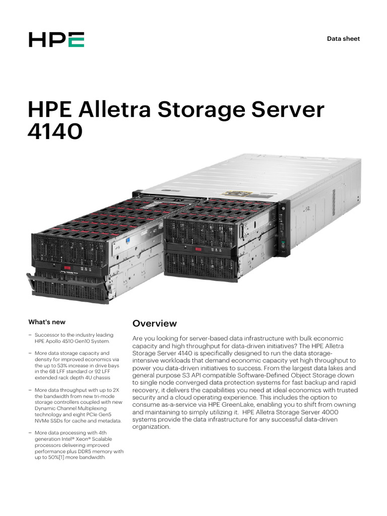 HPE Alletra Storage Server 4140 Overview | PDF | Cloud Computing ...