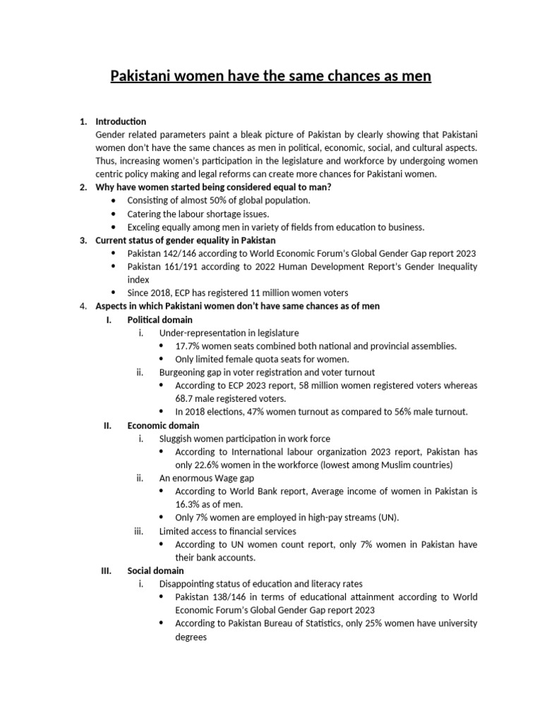 Gender Equality Challenges for Pakistani Women | PDF | Gender Studies ...