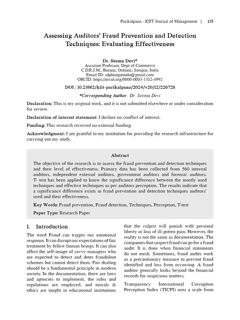 Evaluating Fraud Detection Techniques | PDF | Audit | Accounting