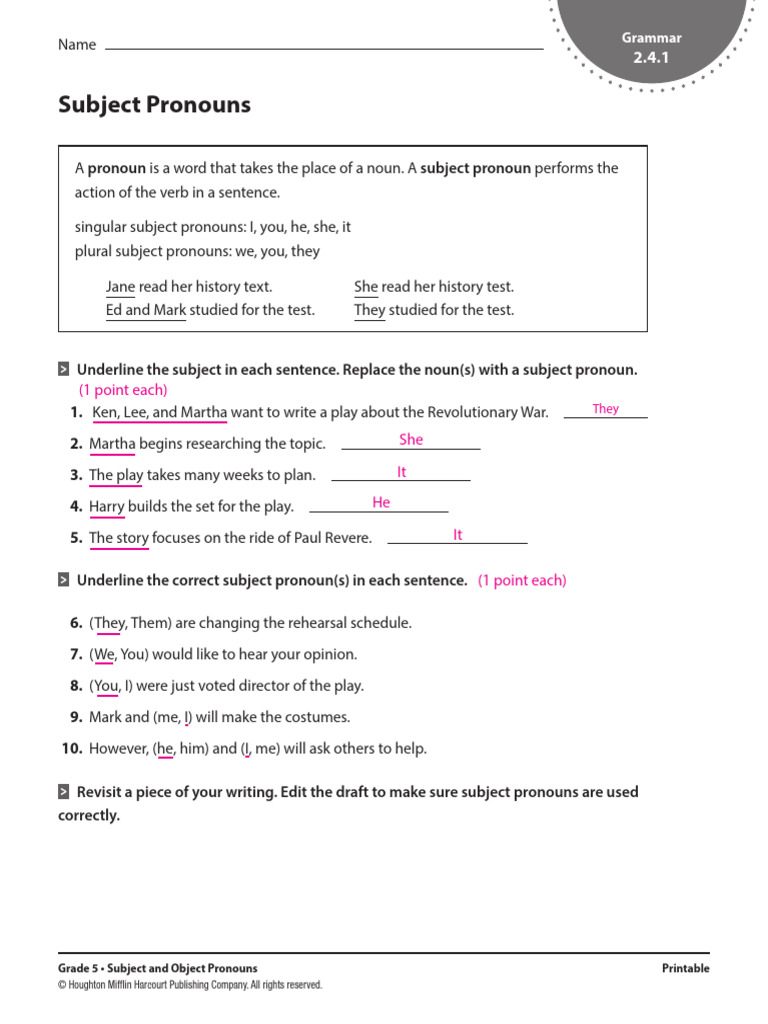 Understanding Subject and Object Pronouns | PDF | Pronoun | Subject ...