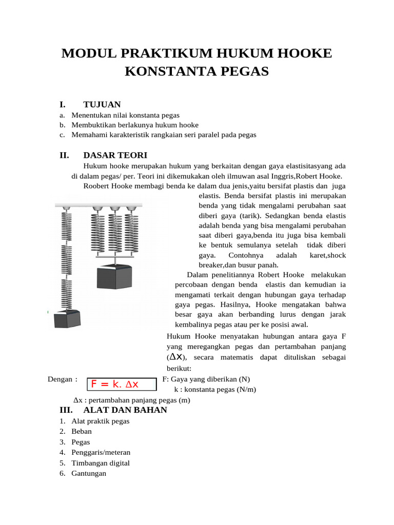 Praktikum Hukum Hooke dan Konstanta Pegas | PDF