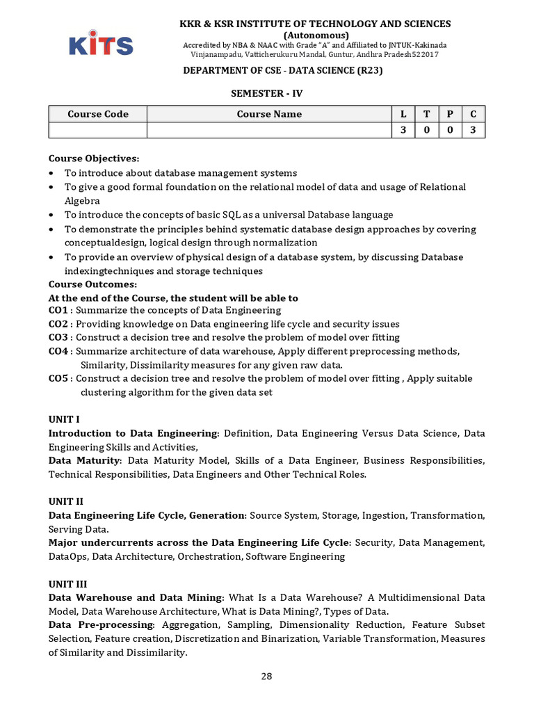 Data Engineering Course Overview | PDF | Cluster Analysis | Databases