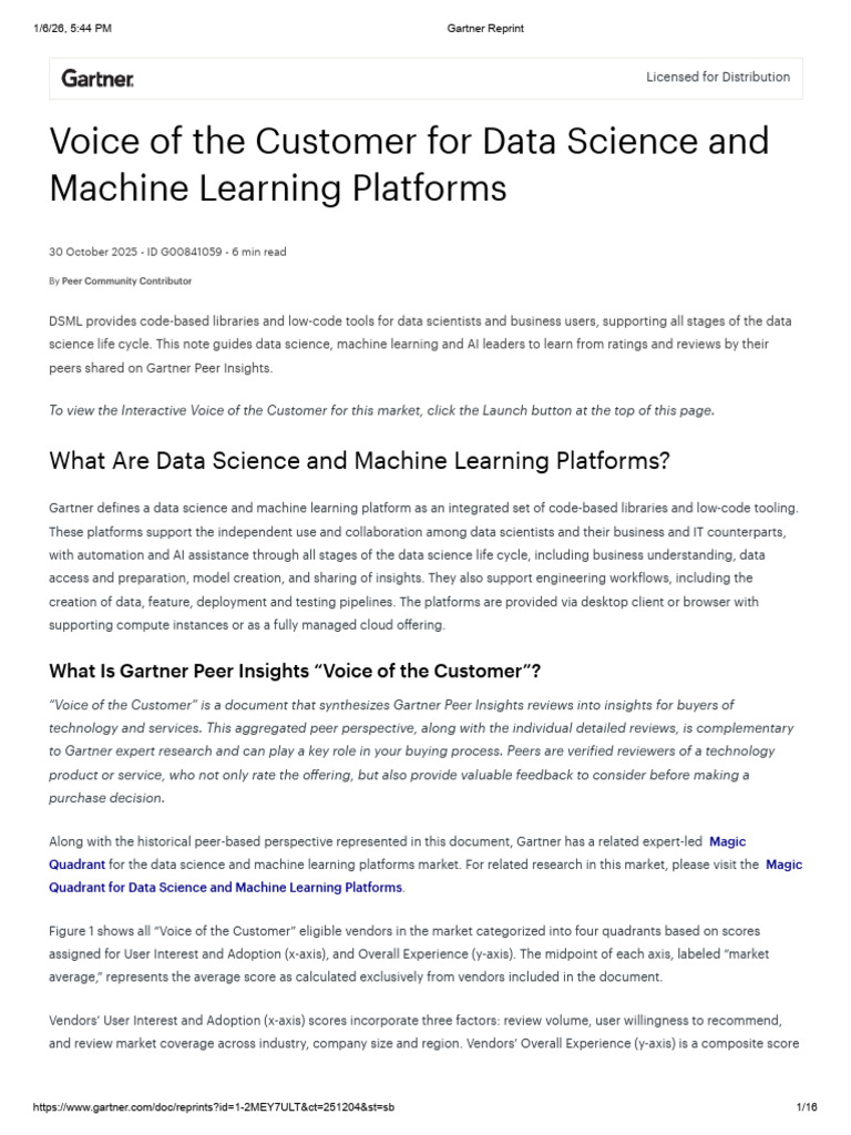 Voice of Customer: Data Science Platforms | PDF | Cartesian Coordinate ...