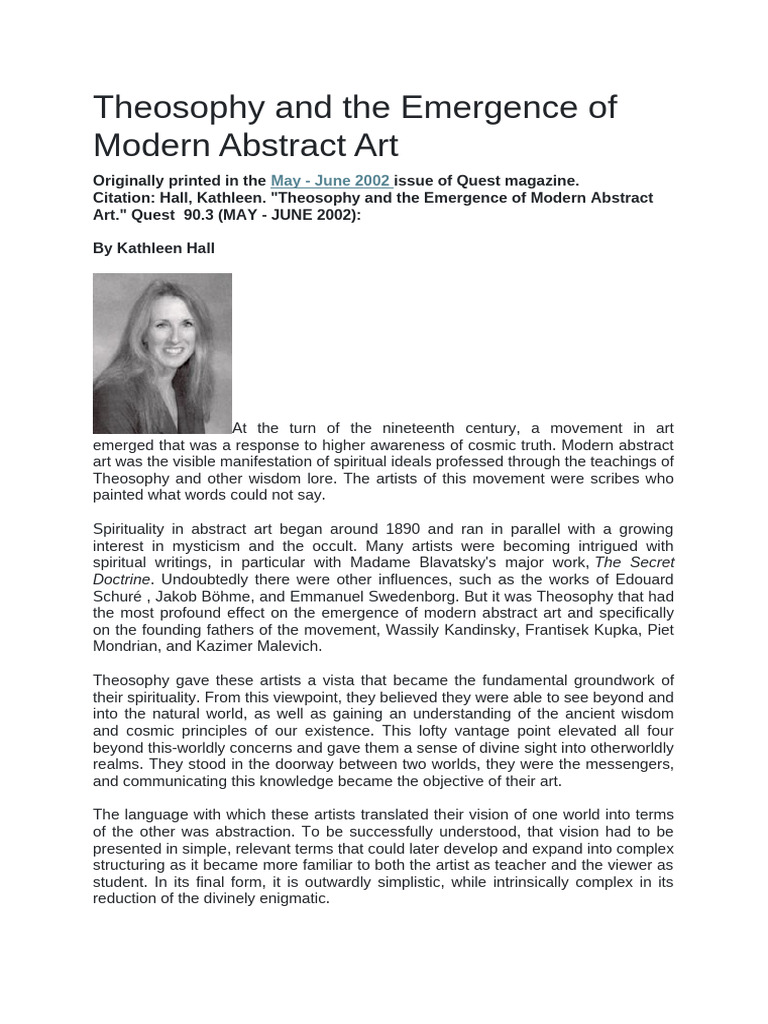 Theosophy and the Emergence of Modern Abstract Art | PDF | Theosophy ...