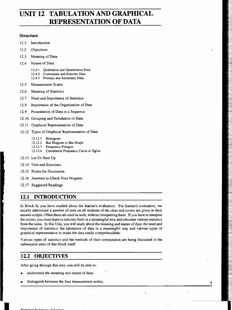 Unit Tabulation and Graphical Representation of Data: Structure | PDF ...