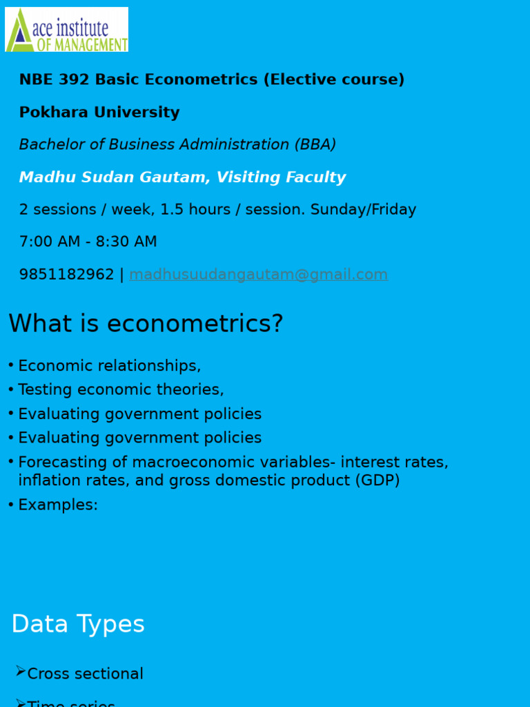 Basic Econometrics Course Overview | PDF | Median | Mode (Statistics)