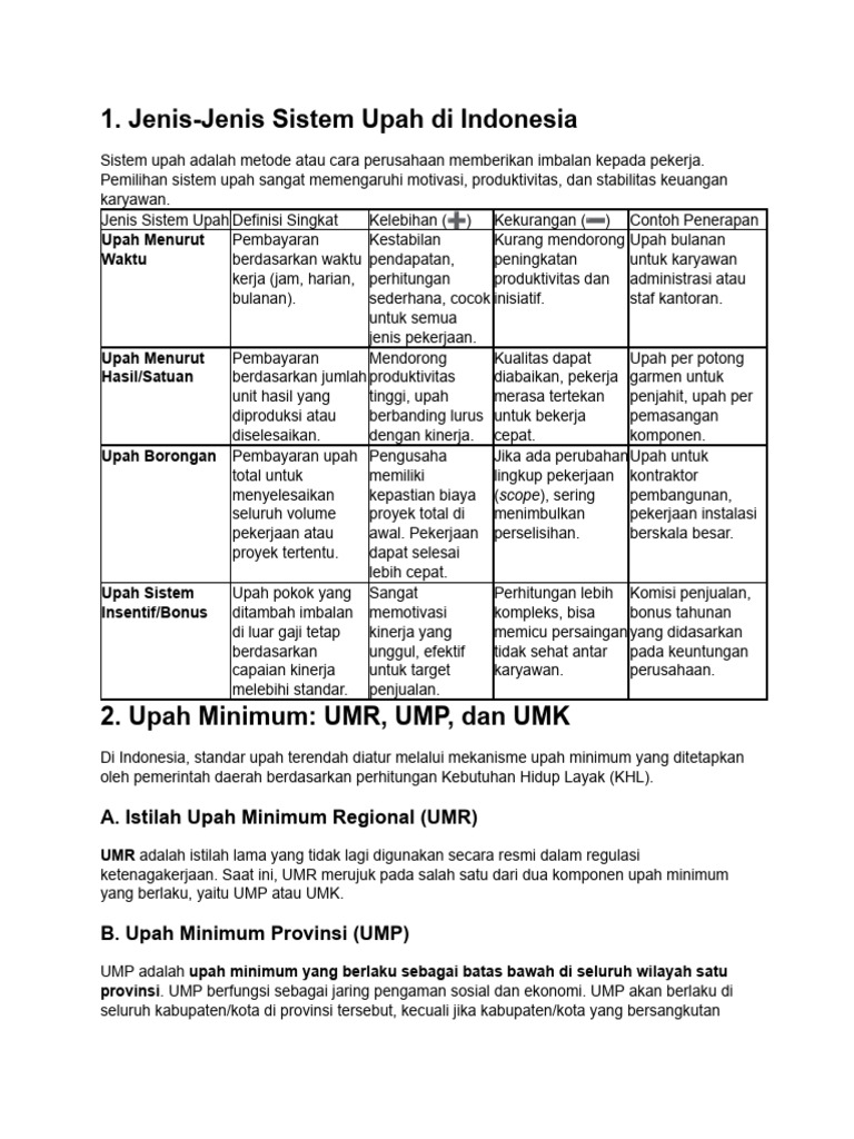 Jenis dan Standar Upah di Indonesia | PDF