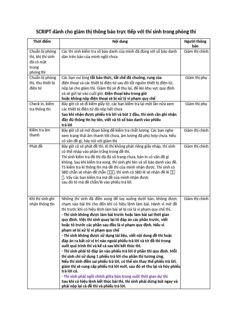 07. SCRIPT Dành Cho GT (Thông Báo Trực Tiếp) | PDF