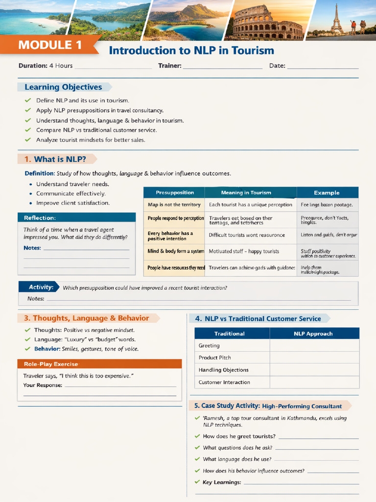 NLP Tourism Module1 Handout | PDF