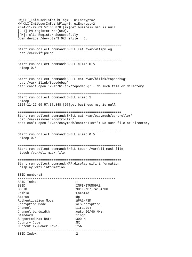 WiFi Device Command Log Analysis | PDF | Wireless Lan | Transmission ...