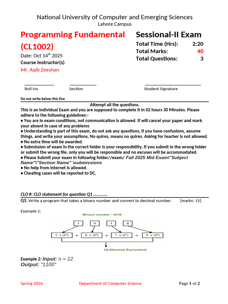 Pf Mid Bse 1a Fall25 | PDF | Computing