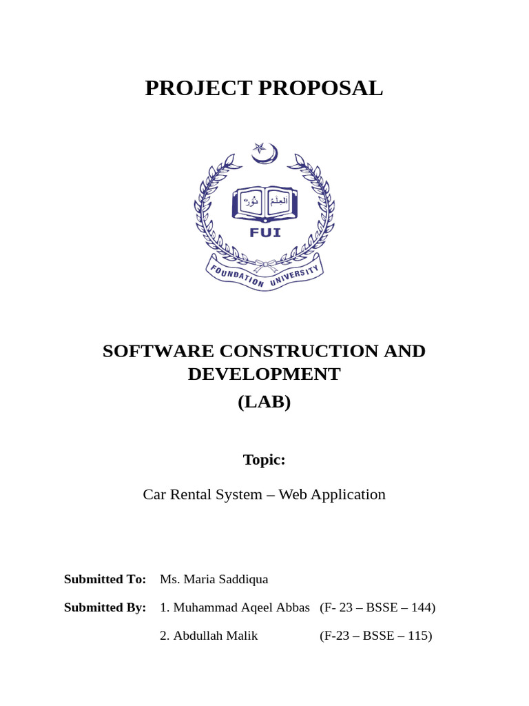 Car Rental System Proposal | PDF | Databases | Usability