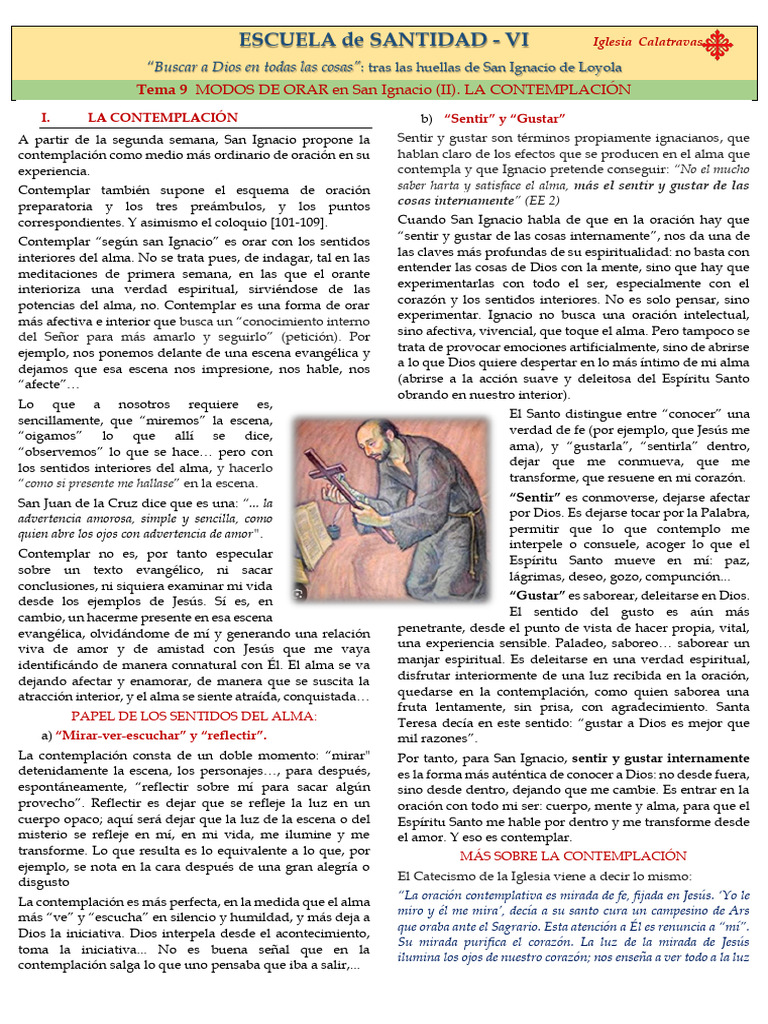 EdS VI T9. Modos de orar en San Ignacio. La Contemplación | PDF ...