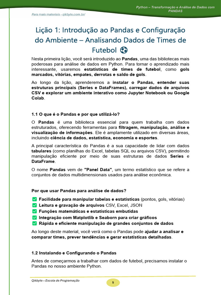 Introdução ao Pandas com Dados de Futebol | PDF | Dados | Python ...