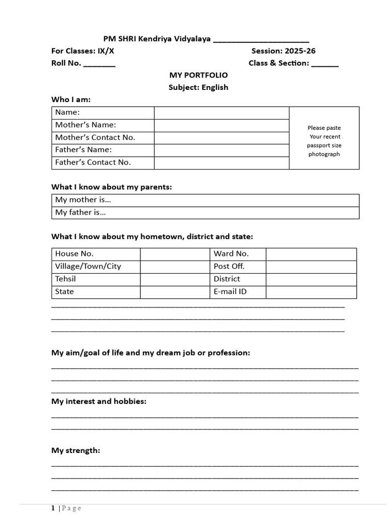 Student Portfolio Template for Assessment | PDF | Learning | Behavior ...