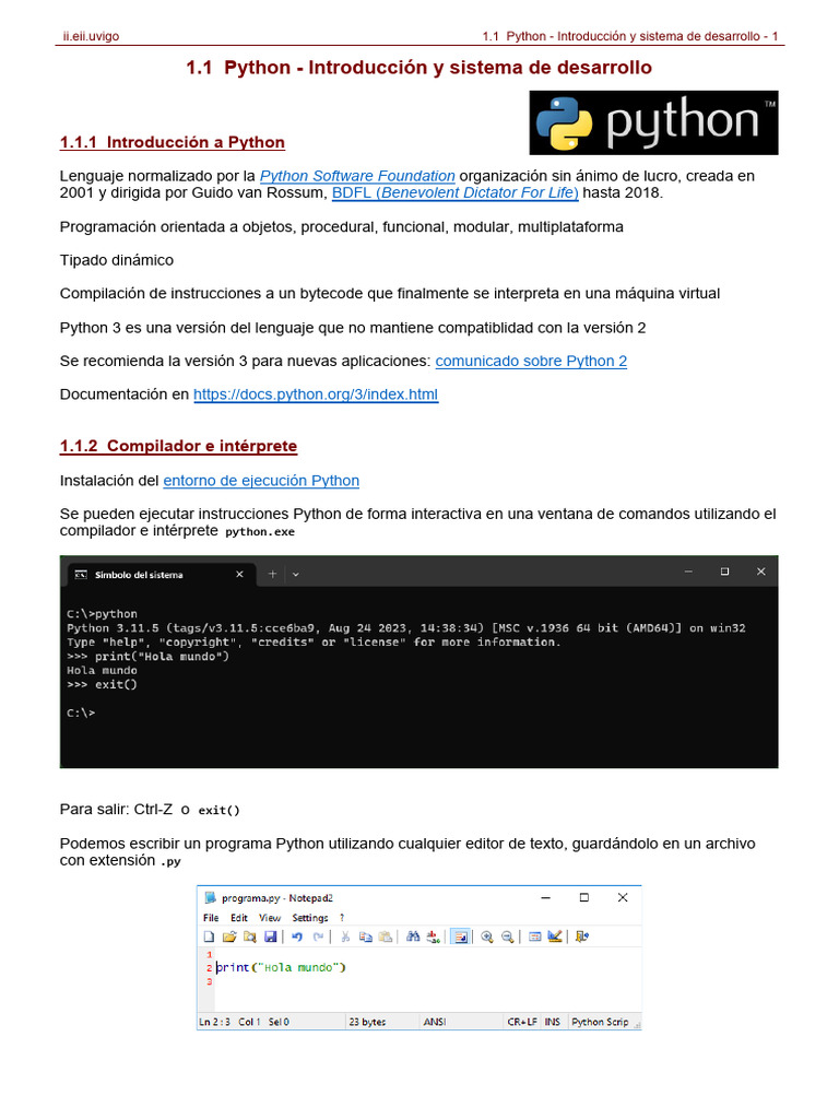 Introducción a Python y su desarrollo | PDF | Objeto (informática ...