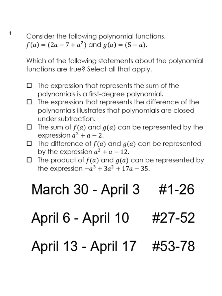 Polynomial Functions and Their Properties | PDF | Quadratic Equation ...