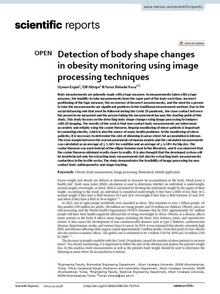 Non-Contact Body Measurement for Obesity | PDF | Body Mass Index | Obesity