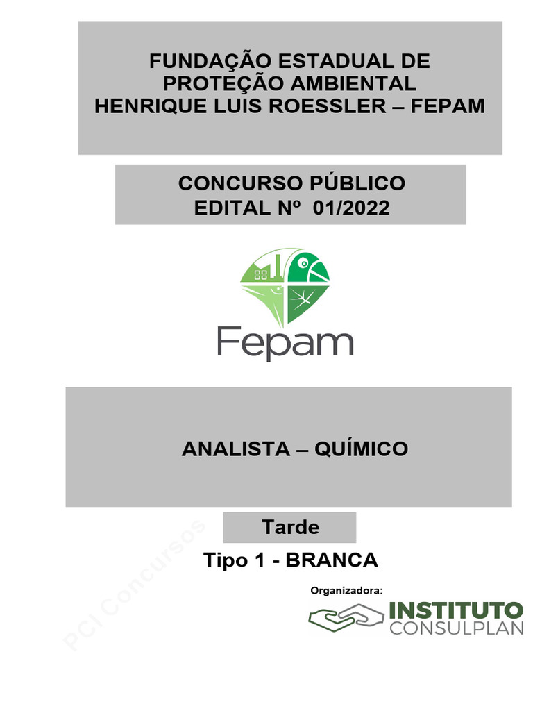 Concurso Analista Químico FEPAM 2022 | PDF | Titulação | Química