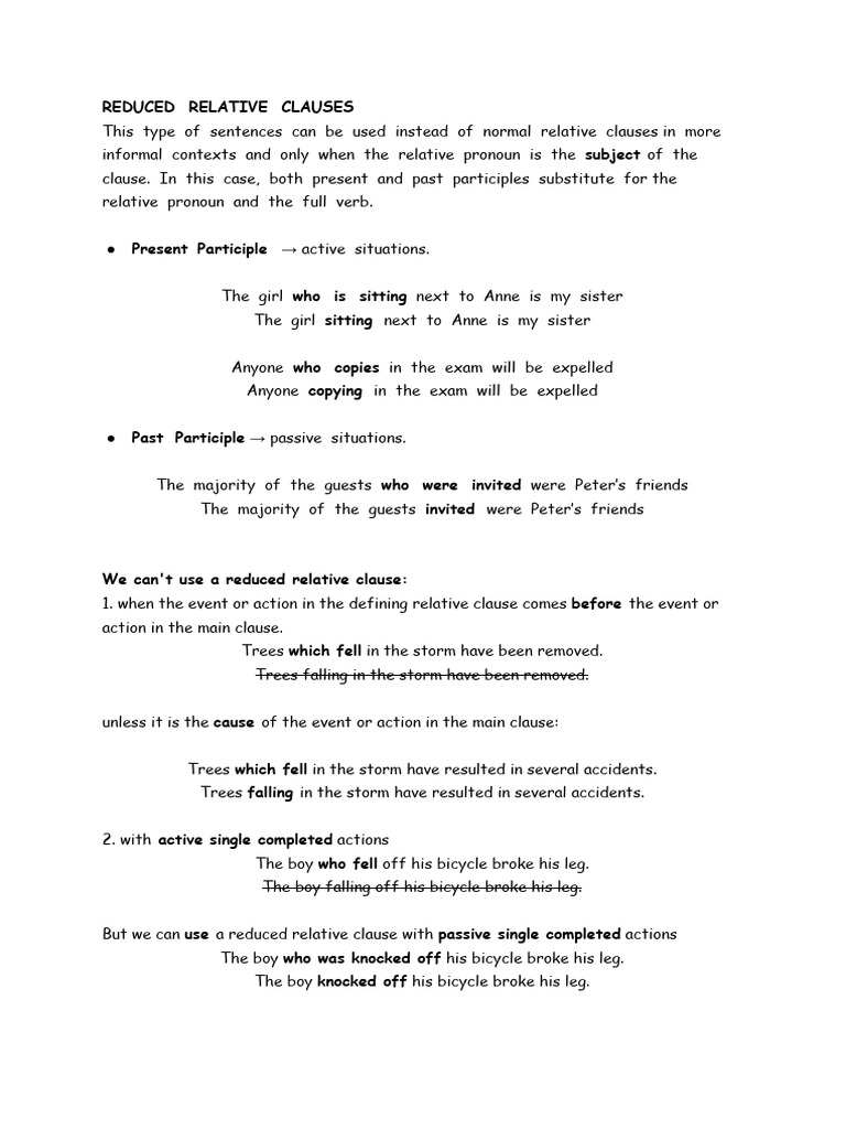 Understanding Reduced Relative Clauses | PDF