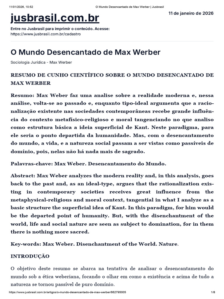 Desencantamento do Mundo em Weber | PDF | Max Weber | Racionalidade