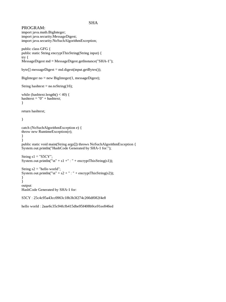 SHA-1 String Encryption in Java | PDF