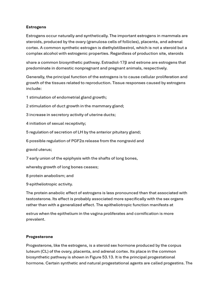 Overview of Estrogens and Progesterone Functions | PDF | Luteinizing ...