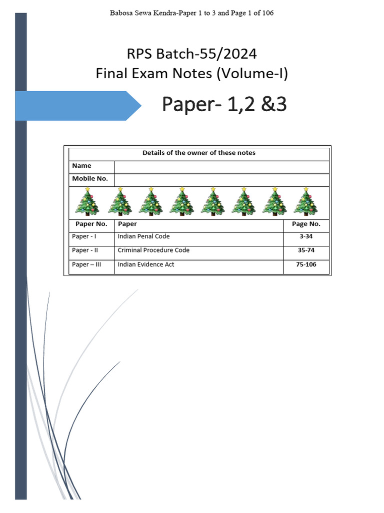 RPS Batch-55/2024 Final Exam Notes | PDF | Crimes | Crime & Violence