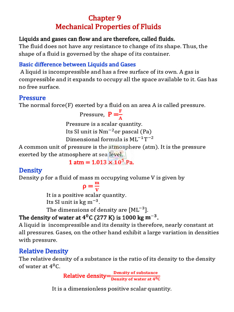Hsslive_XI_9_+1 Physics Full Chapters-2025 (1) | PDF | Pressure | Fluid ...