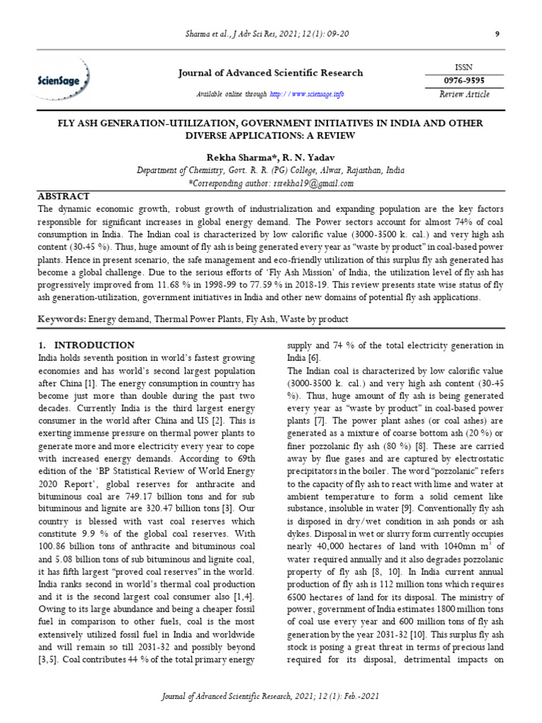 Fly Ash Utilization in India: A Review | PDF | Cement | Concrete