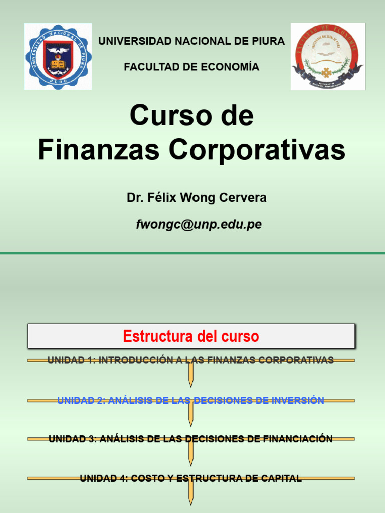 Unidad 2 - Finanzas Corporativas 2015-II | PDF | Flujo de caja ...
