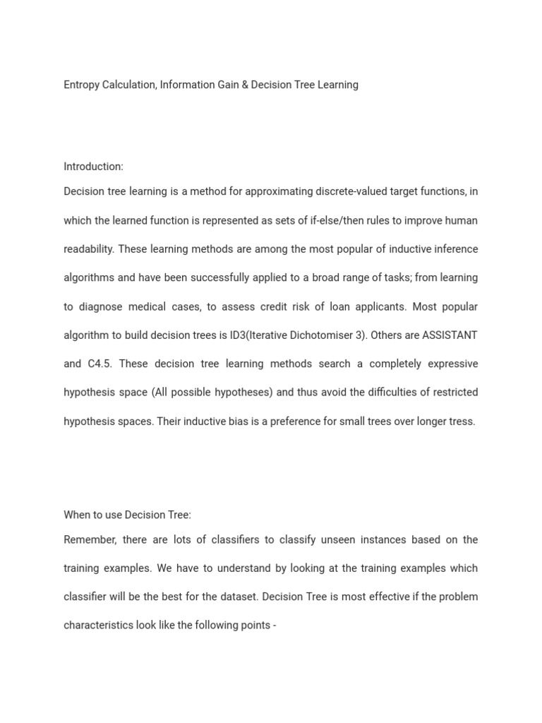 Entropy and Information Gain in Decision Trees | PDF | Applied ...