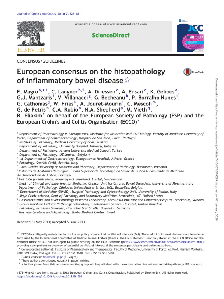 European IBD Histopathology Guidelines | PDF | Ulcerative Colitis ...