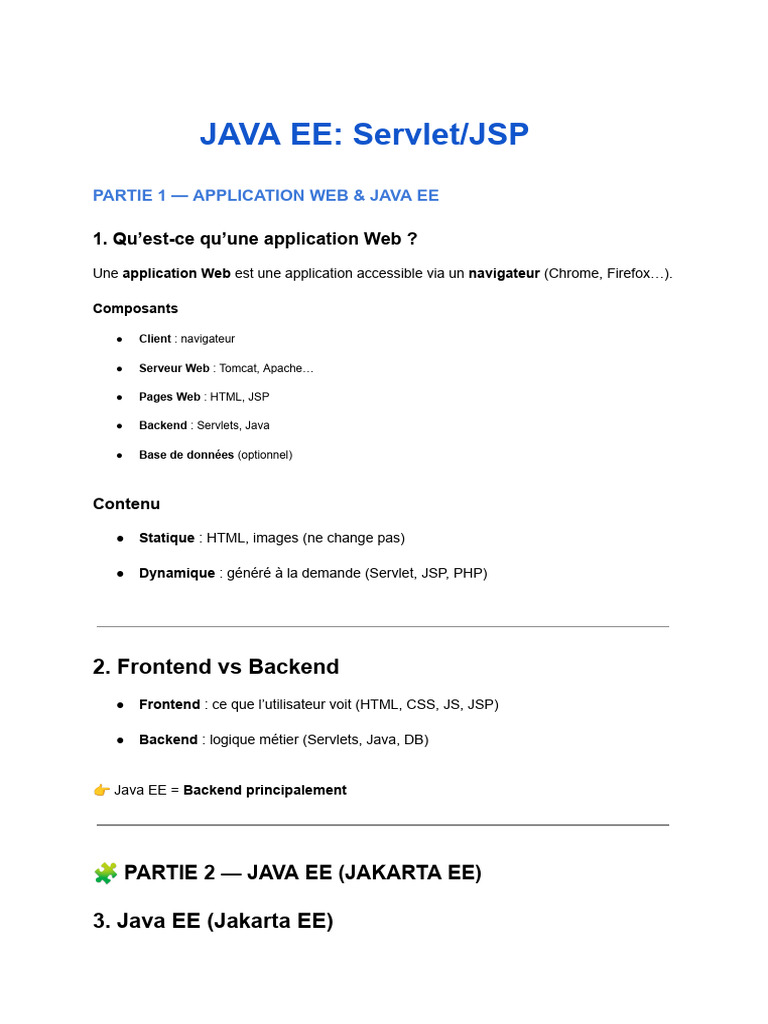 Introduction à Java EE : Servlets et JSP | PDF | Internet | Internet et Web