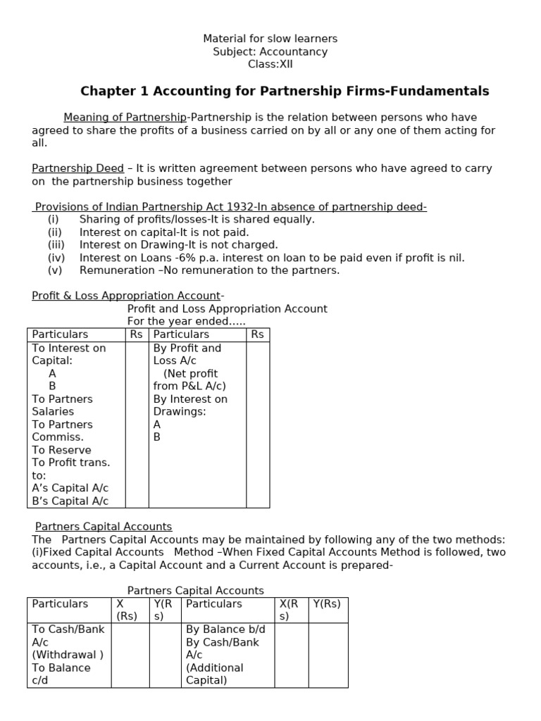 Accounting Basics for Partnership Firms | PDF | Balance Sheet ...