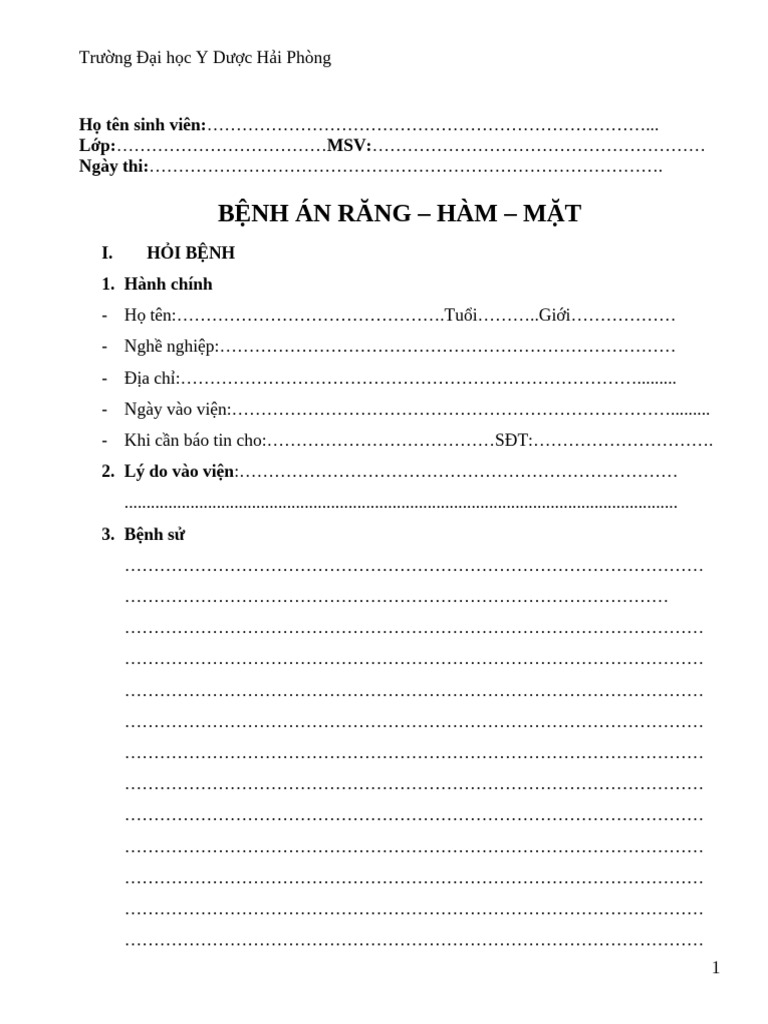 BỆNH ÁN RHM | PDF