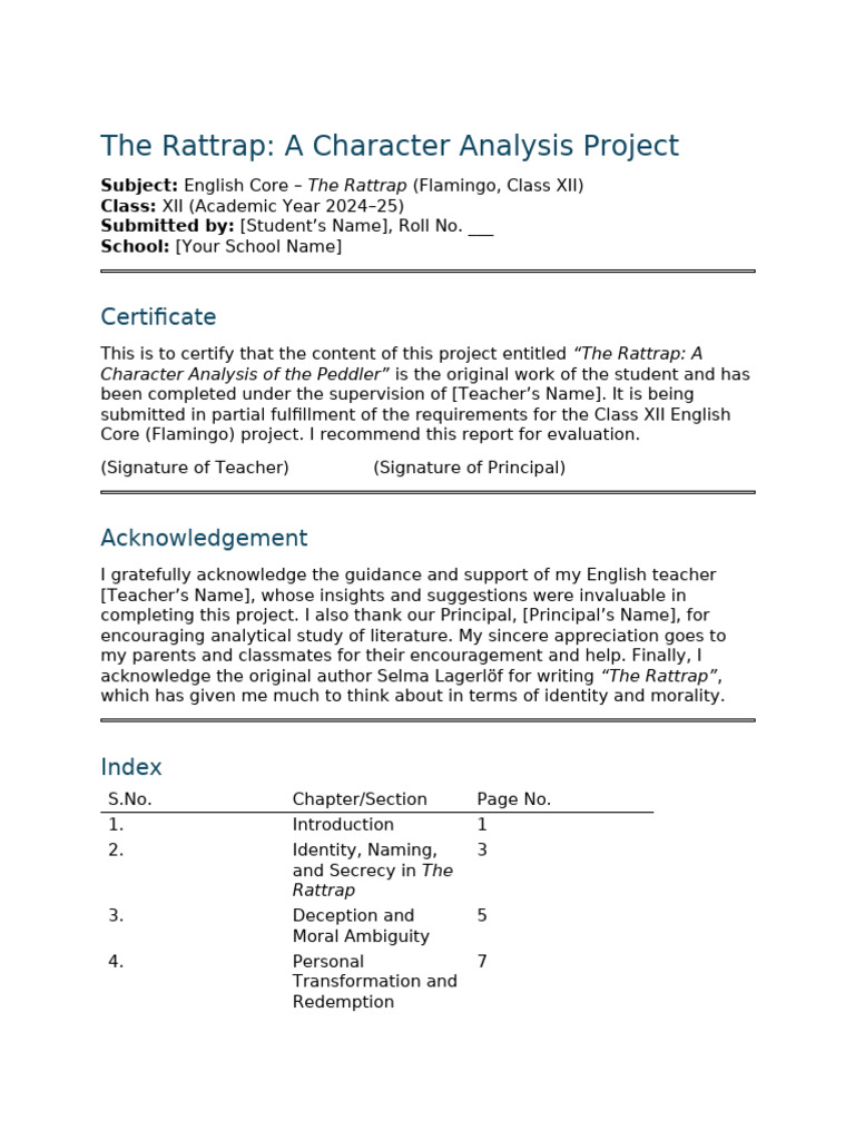The Rattrap_ A Character Analysis Project (1) | PDF | Conscience ...