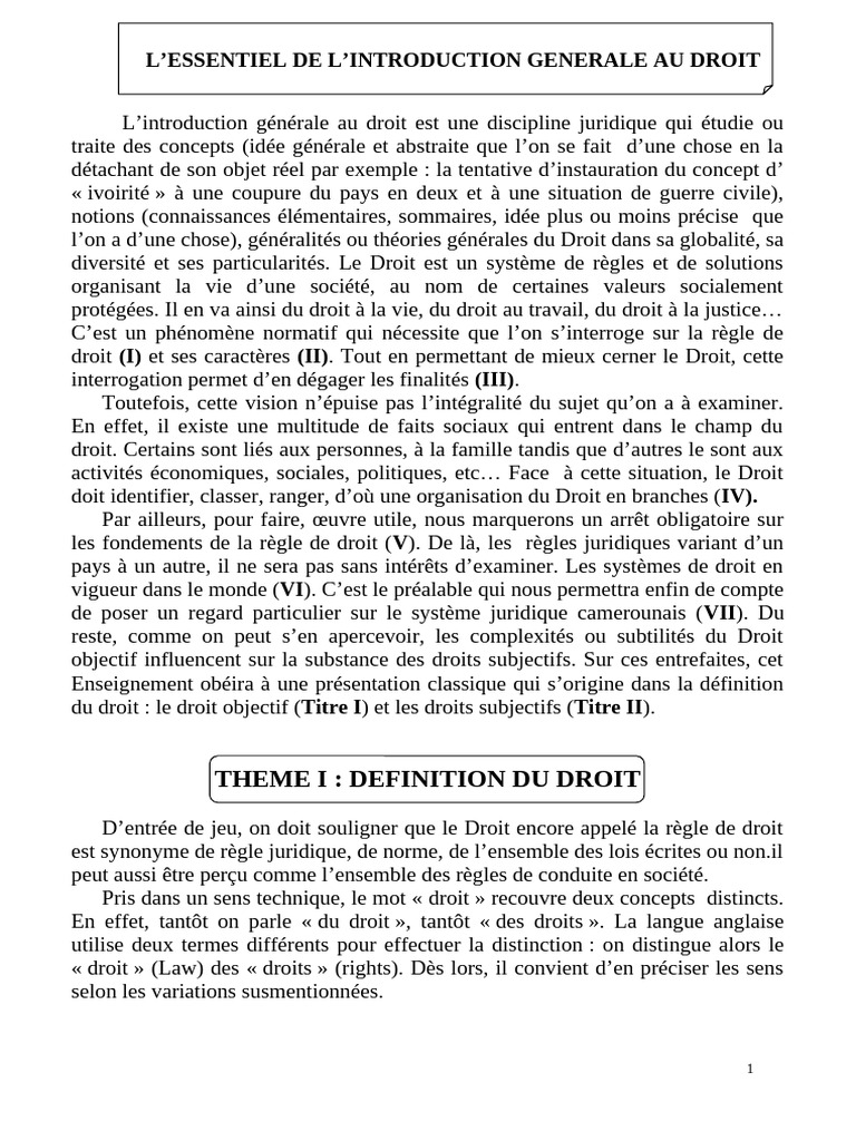 Introduction au Droit : Concepts et Définitions | PDF | Justice | Crime ...