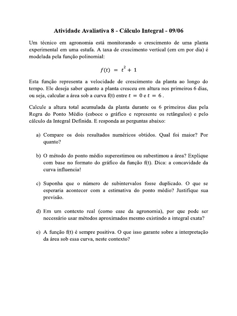Atividade 8 Cálculo 1 | PDF
