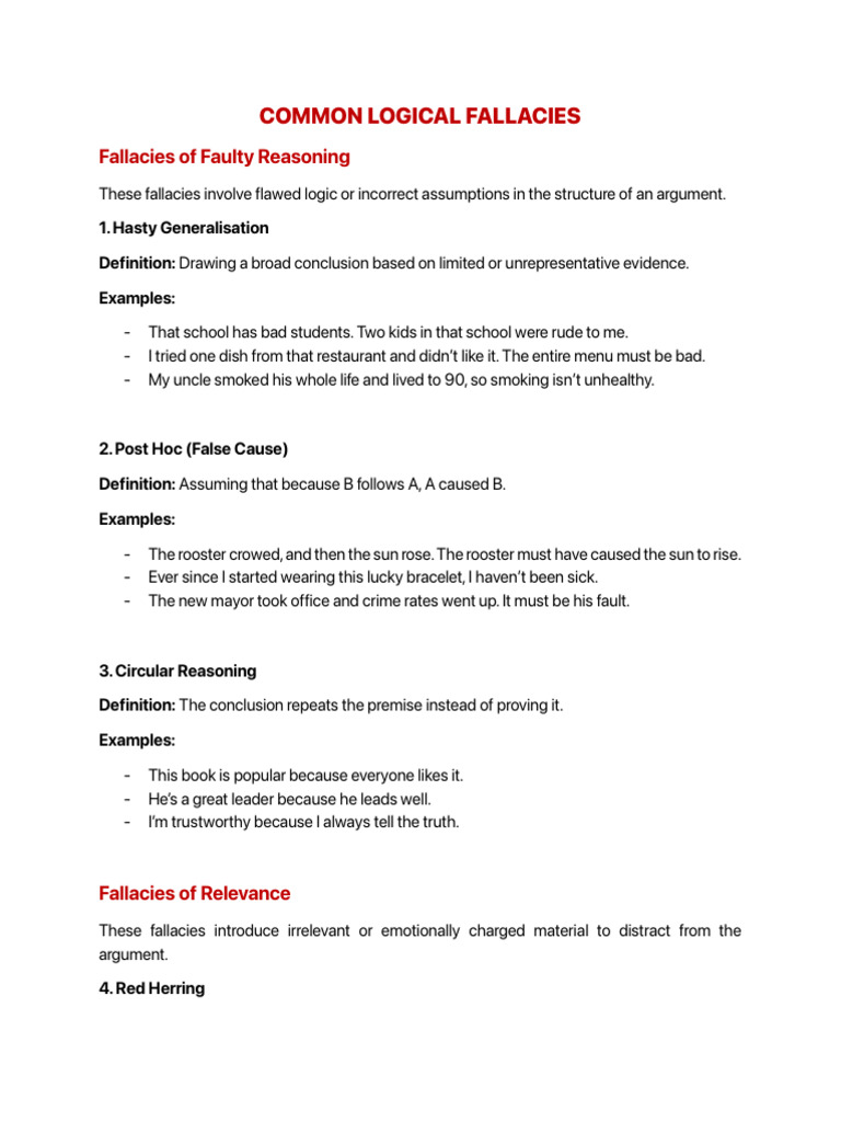 Understanding Common Logical Fallacies | PDF | Fallacy | Argument