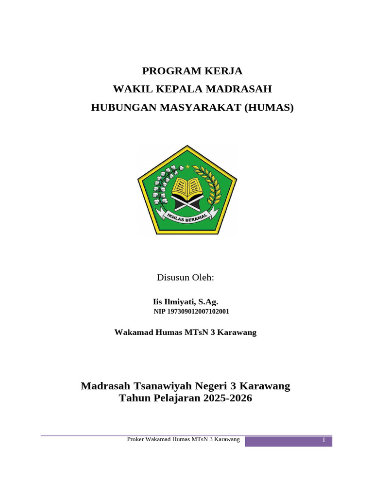 Proker Humas MTsN 3 Karawang 2025-2026 | PDF