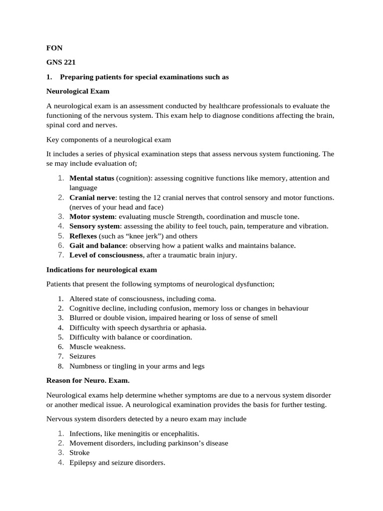 Neurological Exam Preparation Guide | PDF | Esophagus | Liver