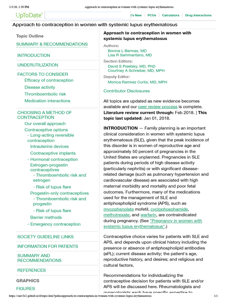 Contraception for Women with Lupus | PDF | Birth Control | Pregnancy